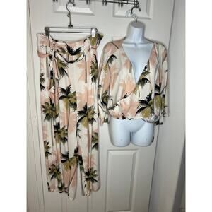 Soncy Women's Palm Leaf Outfit - Crop Top/Pants NEW ~ Size 1 (14/16)